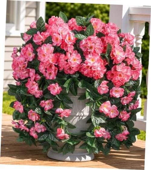 Faux Geraniums Artificial Flowers for Outdoors Summer Decor, 2PCS Fake Pink