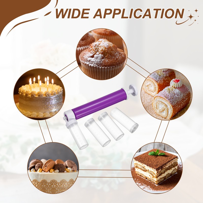 2Pcs Manual Air Brush for Cake Decorating, Cake Air Brush Kit, Purple gallery