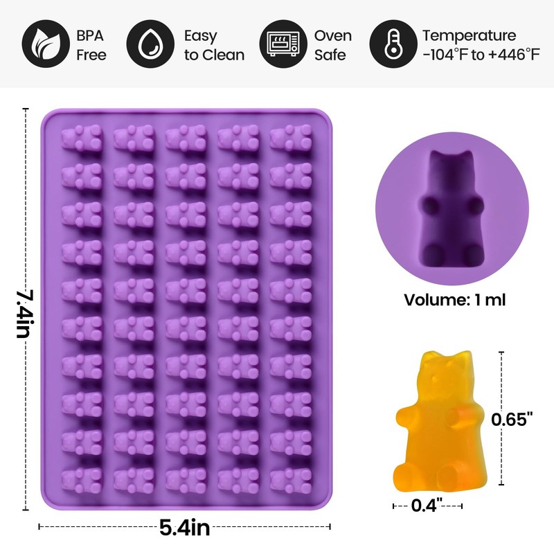 Gummy Molds Bear Candy Silicone - Mini Size Chocolate Gummy Molds with 2 Drop gallery