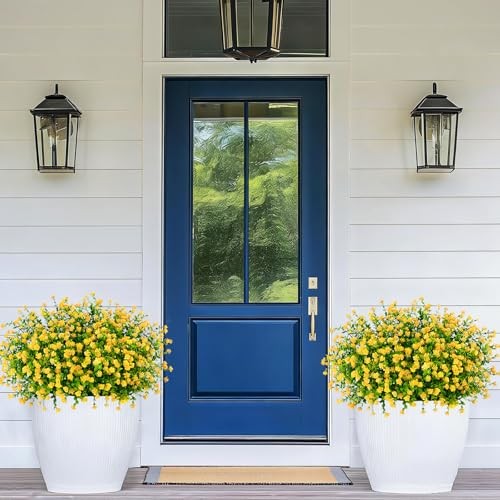 Artificial Flowers for Outdoors UV Resistant Realistic Fake 14 Bundles Yellow gallery