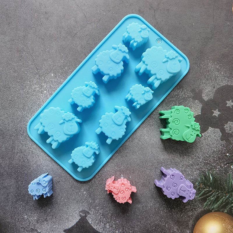 8 Holes Sheep Animal Shaped Silicone Mold DIY Candy Biscuit Jelly Baking Tool