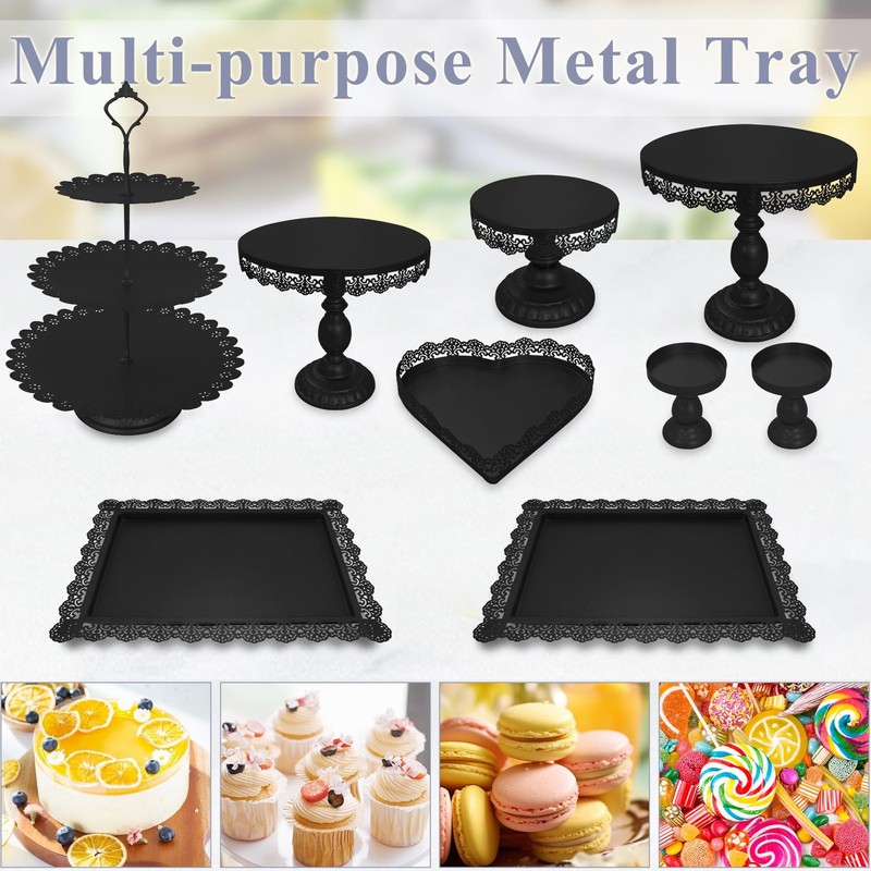Set of 9 Cake Stands Metal Cupcake Stand Set Multiple Styles Candy Fruit Disp... gallery