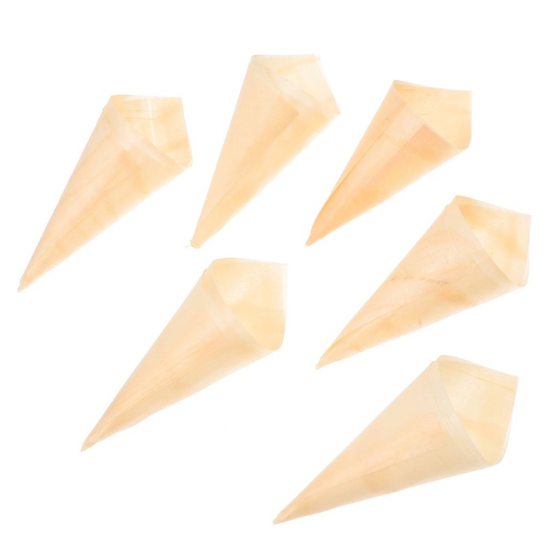 50pcs Reusable Wood Appetizer Cones Ice Cream Cone Cups Party Candy