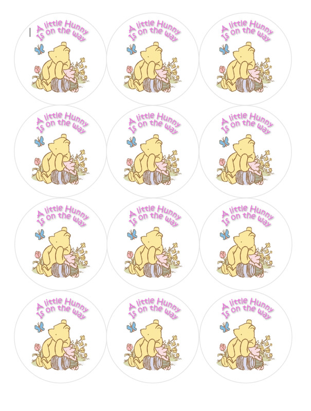 Classic Pooh baby “A little Hunny” Edible Image rounds, Wafer paper, pre cut,