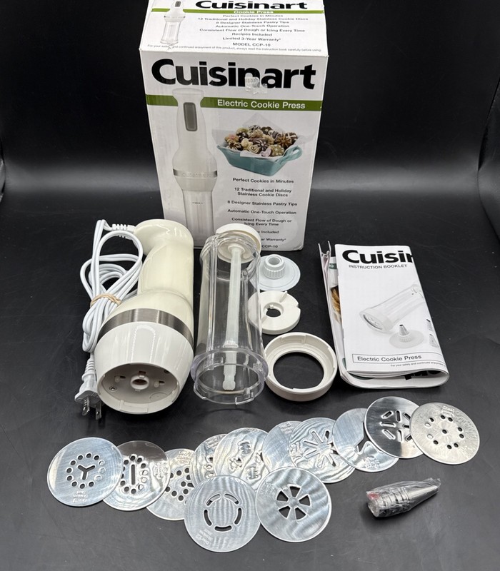 Cuisinart CCP-10 Electric Cookie Press Complete w/ 12 Discs & 8 Decorating Tips