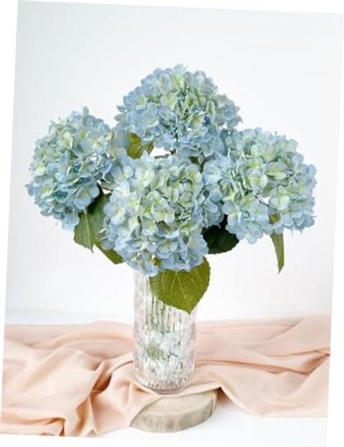 4 Pcs 20″‘ Real Touch Hydrangeas Artificial Flowers – Faux Light Blue