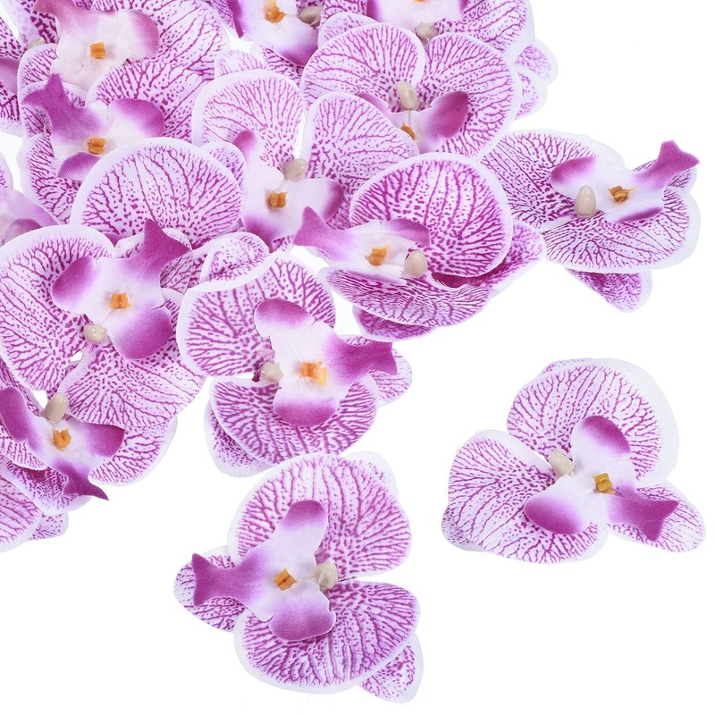 40Pcs 2.8″ Artificial Silk Butterfly Orchid Flower Heads for DIY, Purple