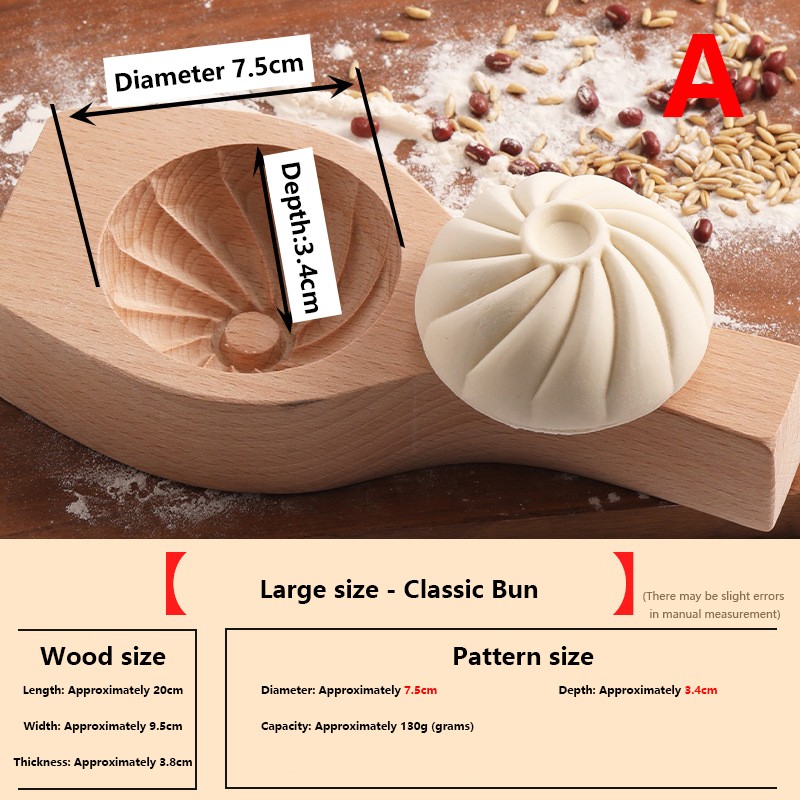Solid Wood Steamed Bread Mold Pasta Bag Steamed Stuffed Bun Pastry Mold