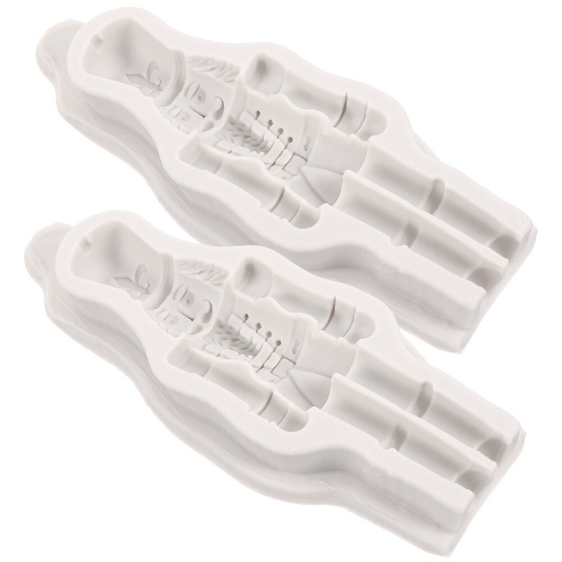 2 Pcs Christmas Silicone Mold Molds Soap Candle Nutcracker Soldier Cake