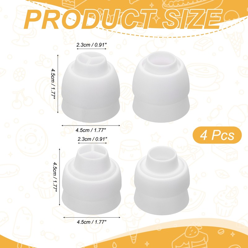 4 Pcs Piping Tip Coupler Plastic 3 and 1 Color Couplers for Russian, White gallery