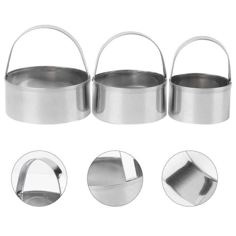 3 Pcs Biscuit Cutter Stainless Steel Cookie Round 3-piece Set (flat Model) Baby gallery
