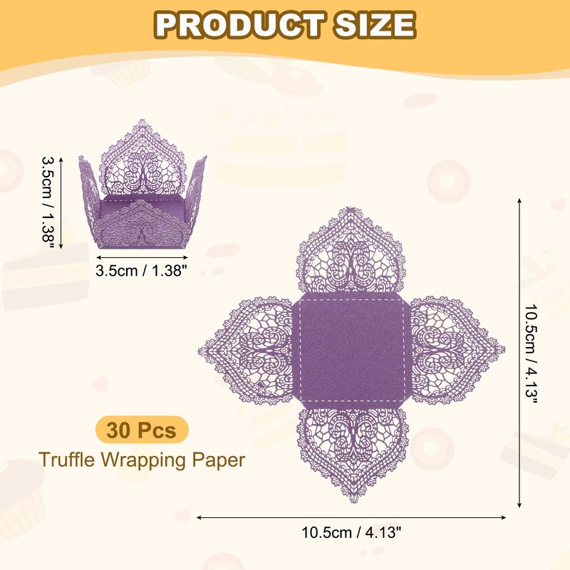 30PCS 4.1 Inch Truffle Wraps for Wedding Birthday, Dark Purple gallery