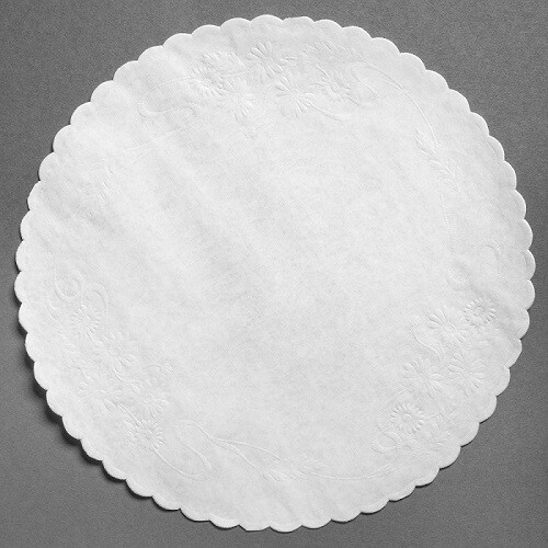 BROOKLACE 7″ WHITE ROUND GLASSINE LINEN BOND PAPER LOT 50 Ct DOILIES DOILEY