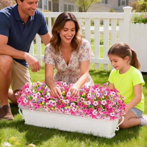 Artificial Flowers for Outdoors Fake Outdoor Flowers 12 Bundles Mixed Pink gallery