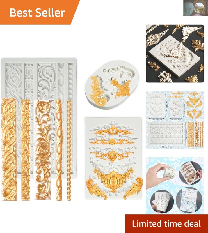 3-Pack BPA Free Baroque Silicone Molds – Perfect for Cake and Chocolate Decor