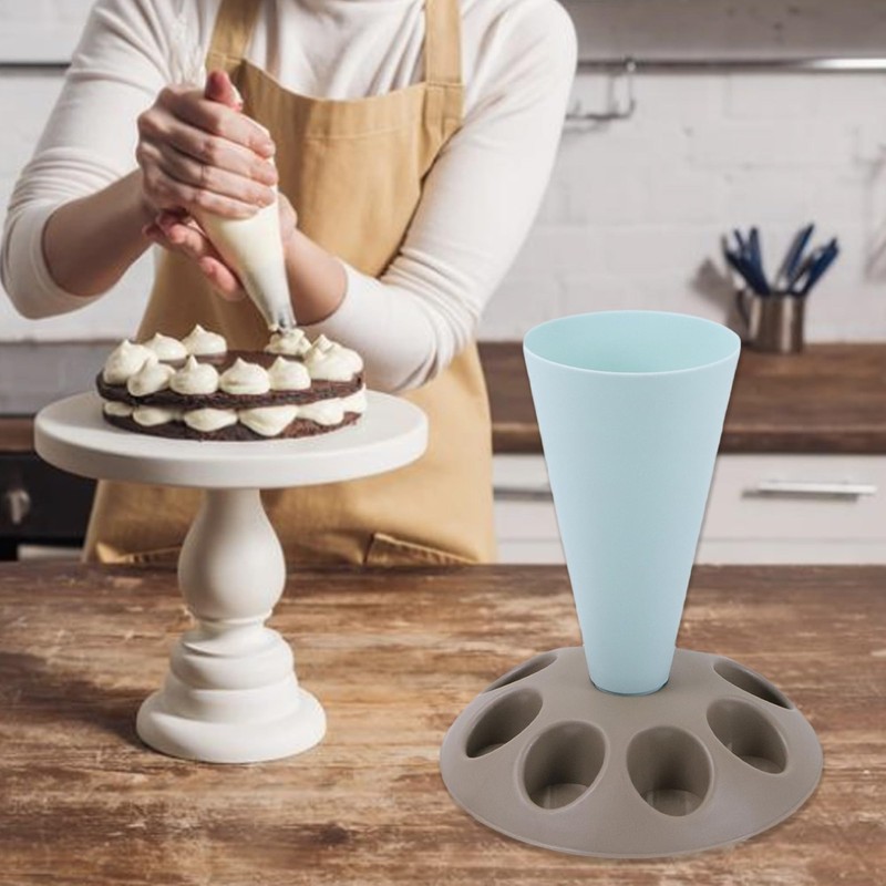 2 PCS Piping Bag Holder Stand Filling Icing Pastry 8 Nozzle Slots Red Blue gallery