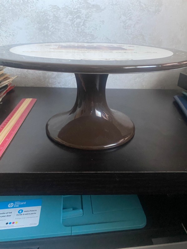 Oneida Sweets Ceramic Cake Stand with Chocolate Cake Design 5.75"H x 12"D gallery