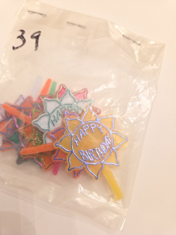 Vintage Happy Birthday Colorful Flower Cake/Cupcake Picks 2″