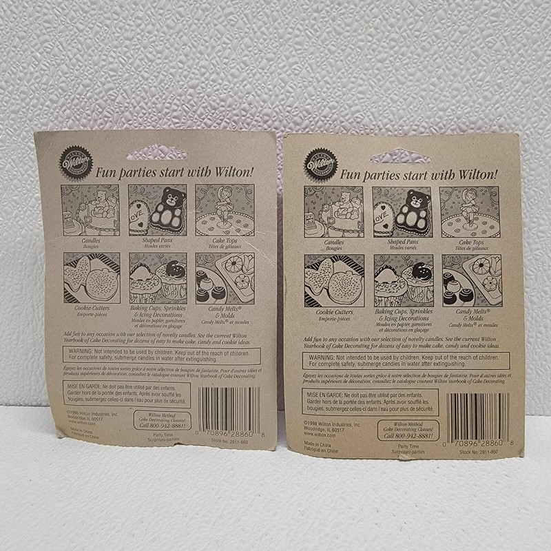 Vintage 1998 Wilton Happy Birthday Party Time Candles & Cake Decorations gallery