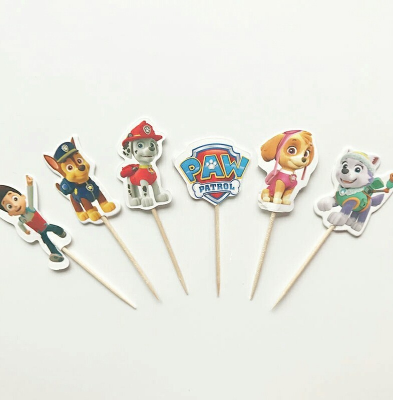 24 Pcs, paw patrol Cupcake Toppers Kids Birthday Party Supplies.
