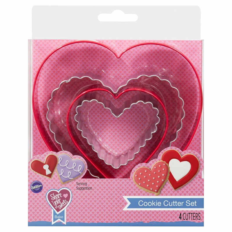 Wilton Nesting Heart Cookie Cutters 4 pc Set 2 Shapes 4 Sizes, New, Sealed