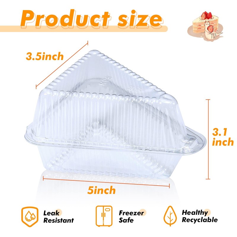 200 PCS 4 In Transparent Plastic Cake Slice Hinged Lid Takeout Container Box gallery