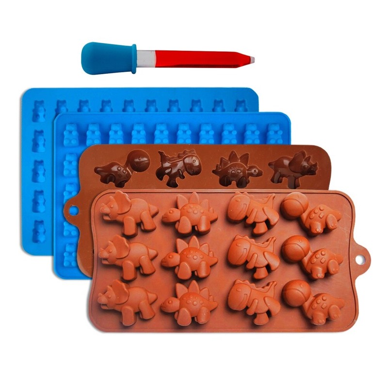 2 Pack Peakmood Gummy Bear Molds & Dino Candy Molds for Chocolate & Gummies gallery