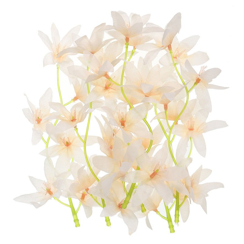 24Pcs 7″ Artificial Orchid Flower Floating Candles Simulation Flowers Champagne