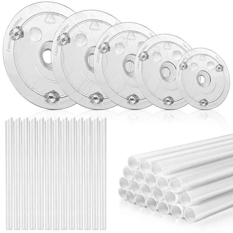 44 PCS Cake Separator Plates Stands Plastic Dowels Fits 4/6/8/10/12 Inch