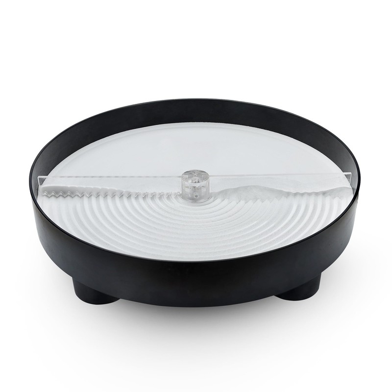 NAMAII 11.5″ Automatic Garden Zen Self Rotating Sandscrape Tray, 11.5″, Black