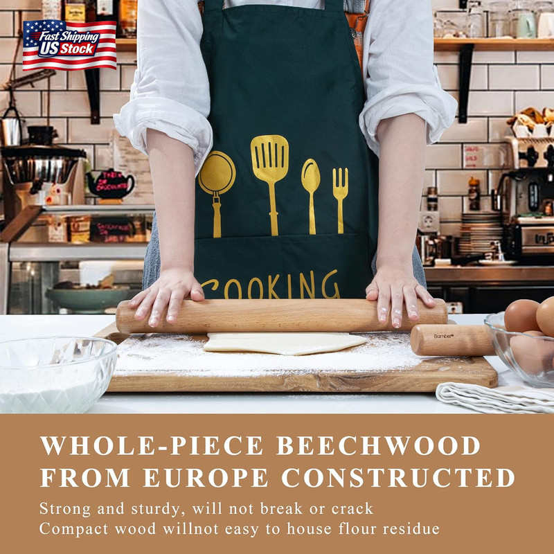 Bamber Wood Rolling Pin for Baking Wooden Rolling Dowel Stick Dough Roller for C gallery