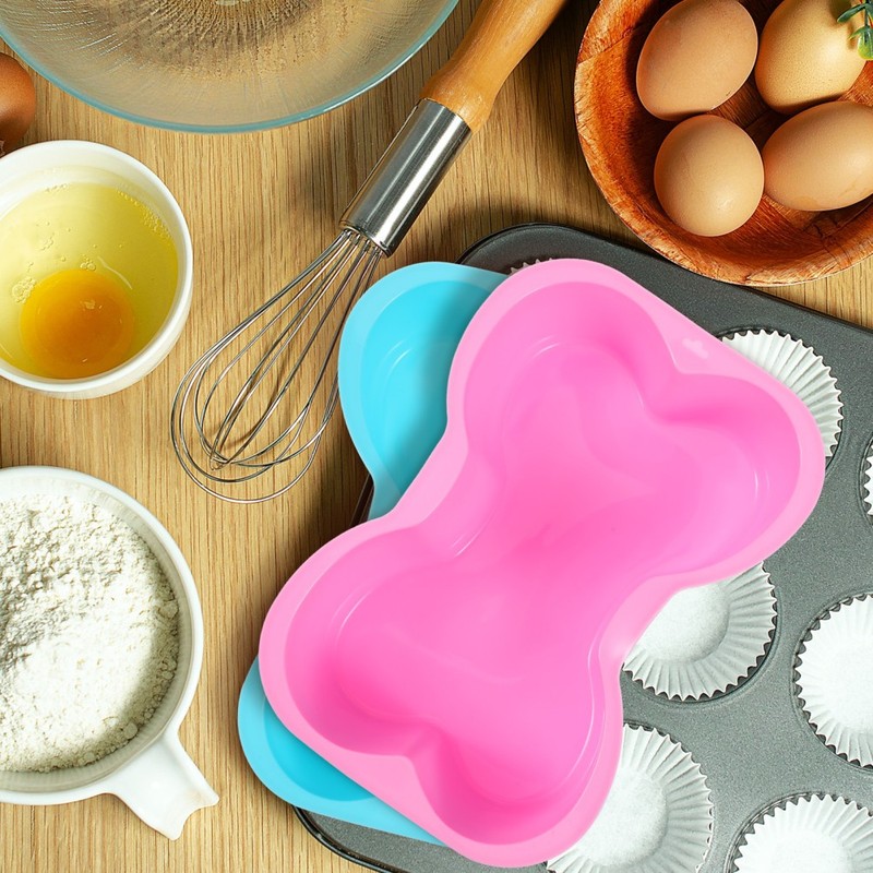 2Pcs Silicone Dog Cake Mold Bone Shape for Kitchen Use with Flexible Baking Pans gallery