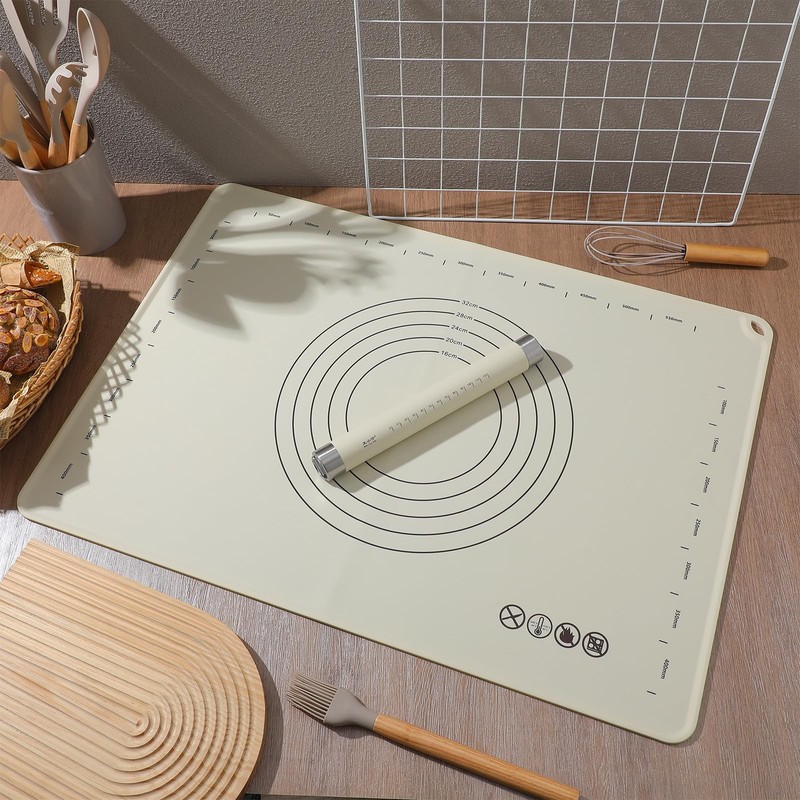 Silicone Baking Mat and Rolling Pin Set - Large Non-Slip Pastry Mat & Non Sti... gallery