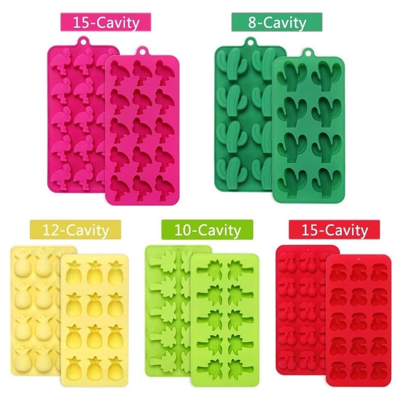 5 Pack Hawaiian Tropical Themed Ice Cube Tray Summer Silicone Molds gallery