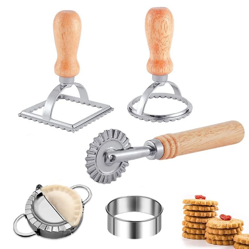 Ravioli Pasta Cutter Wheel Set of 5, Ravioli Makers with Roller Ravioli Stamp... gallery