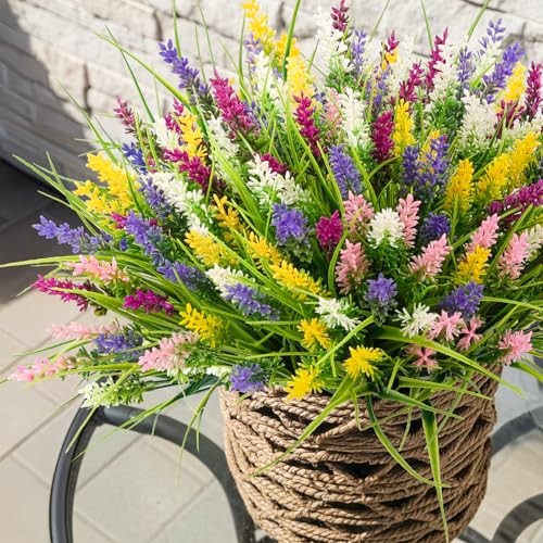 Artificial Plants Outdoor Fake Monkey Grass with Flowers 10 Bundles Mix Color gallery