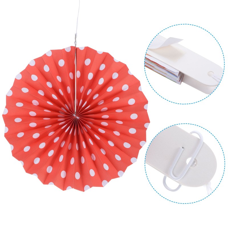 8"/12"/16" Hanging Fan Paper, 6 in 1 Set, Red Blue gallery