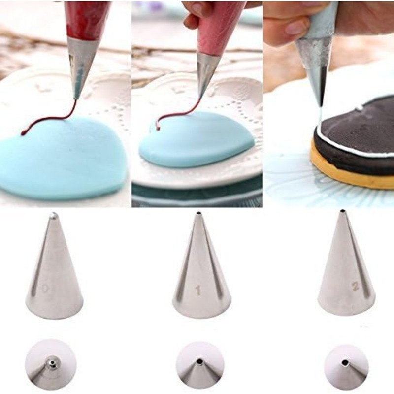 3-Piece Stainless Steel Extra-Fine Cake Decorating Tips Set, Meringue Icing gallery