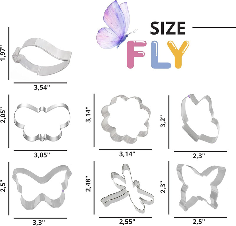 Pack of 7 Butterfly Cookie Cutter Set – Stainless Steel Cookie Cutters Dragonfly gallery
