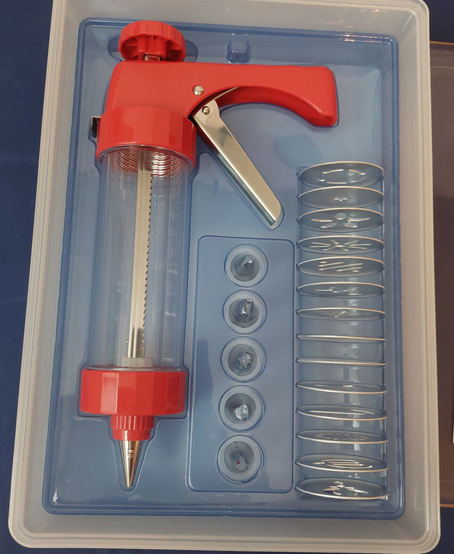 Kuhn Rikon Stainless Steel Cookie Press In Storage Box with 14 Molds 6 Tips New gallery