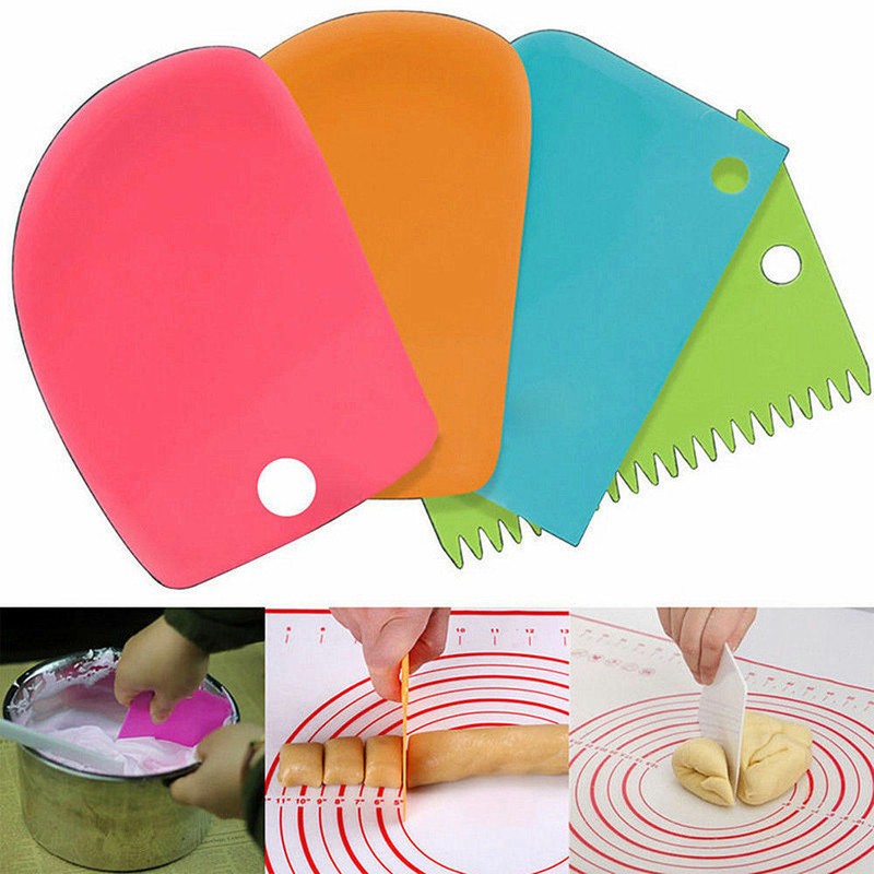 Plastic Baking Dough Scraper 3Pcs/set Pastry Decoration Tools Fondant Cake Icing
