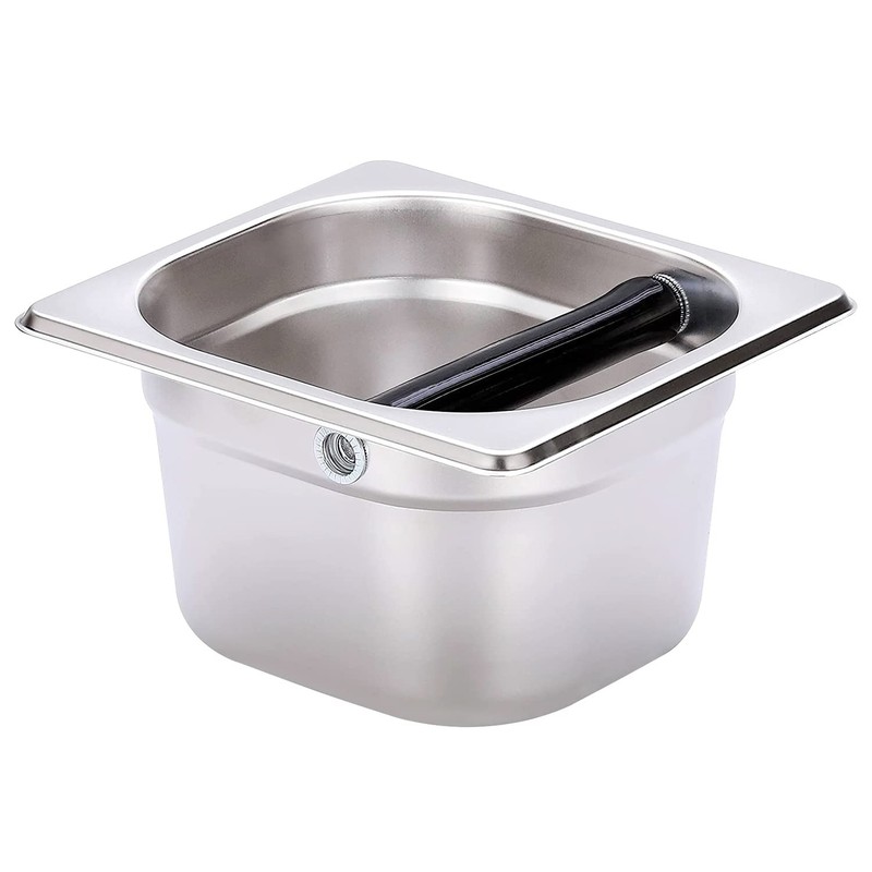 Coffee Knock Box, Stainless Steel Espresso 6.3 x 6.89 x 3.7, Silver