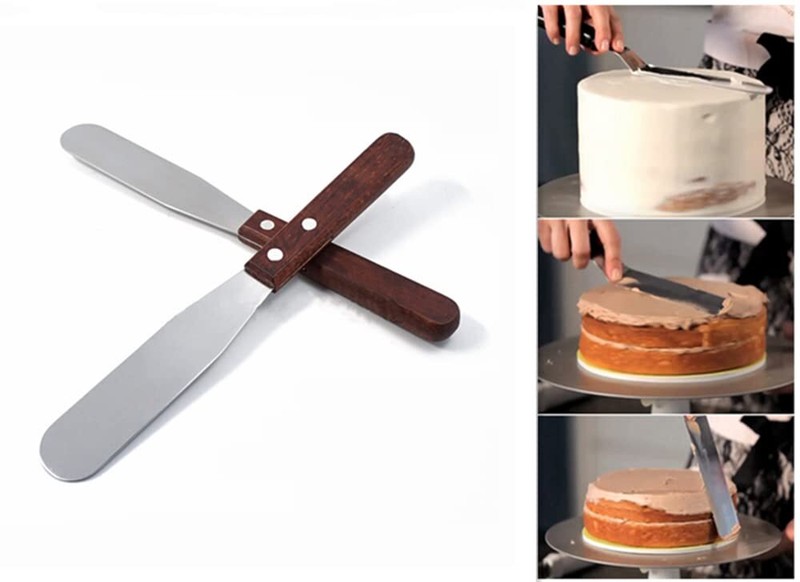 2-Pack 6" Stainless Steel Cake Spatula with Wooden Handle for Spreading gallery
