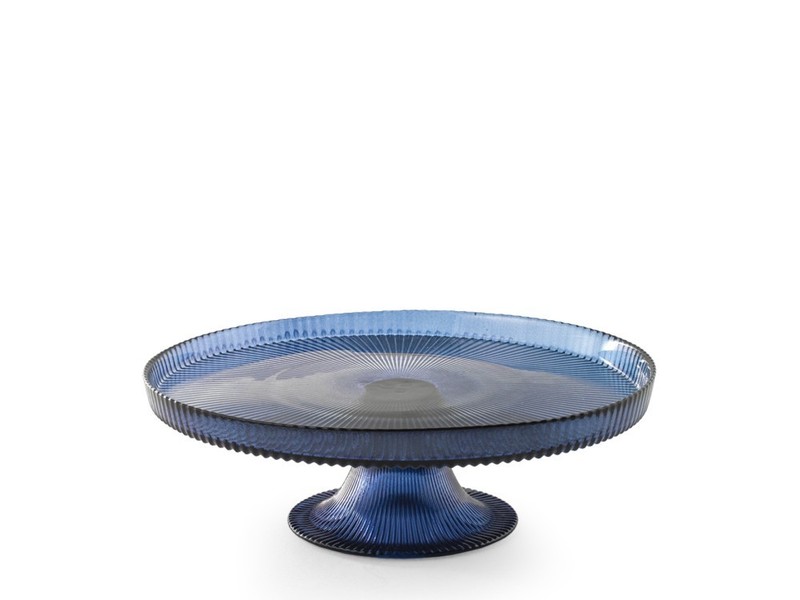 H&H Seashell Stand 21 Cm In Blue Glass