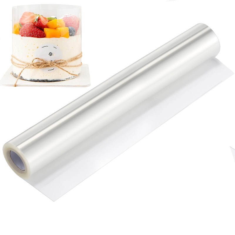 DOCMON Cake Collar, 12 Inch Acetate Sheets, 12in x 394in, Clear, Silver