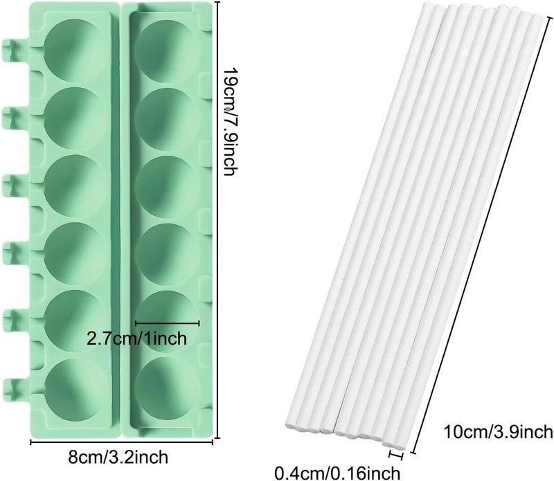 QELEG 2Pcs Silicone Lollipop Molds with 100 Paper Sticks, 6-Capacity 3D round Ha gallery