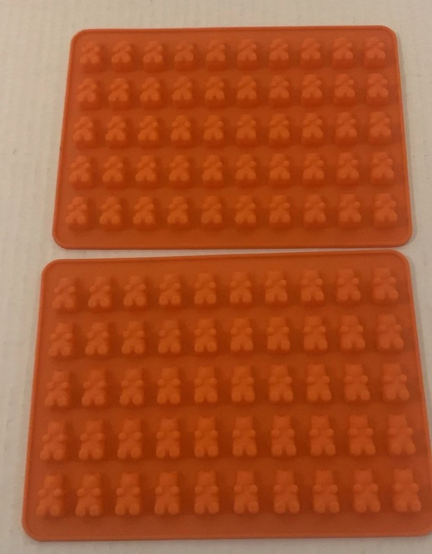 Lot Of 2 Orange Silicone Little Bear Cookie Ice Cube Tray Mold gallery