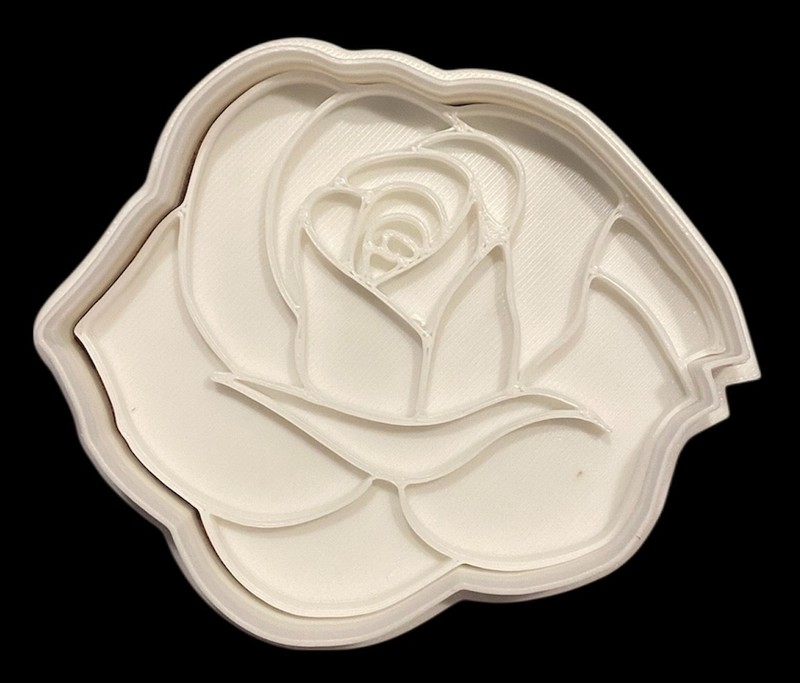 3D Printed Cookie Cutter – 4″ Rose #1003
