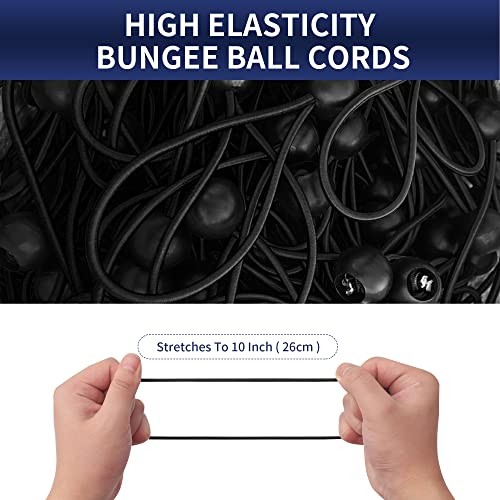 Ball Bungee Cords, Heavy Duty UV Resistant Elastic Strap, 6 Inch Black 20 Pack gallery