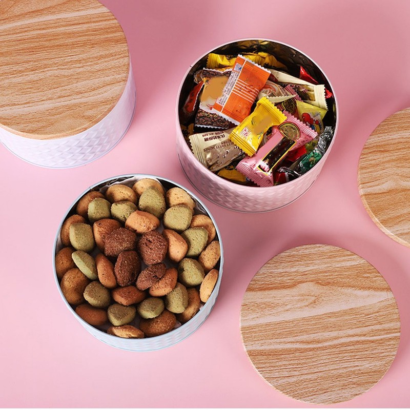 Iron Bakery Box Round with Lid for Dessert Cookie Snacks Storage Option gallery